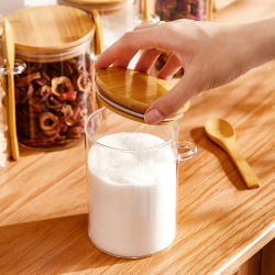 Glass Jar with Wooden Lid and Spoon Large